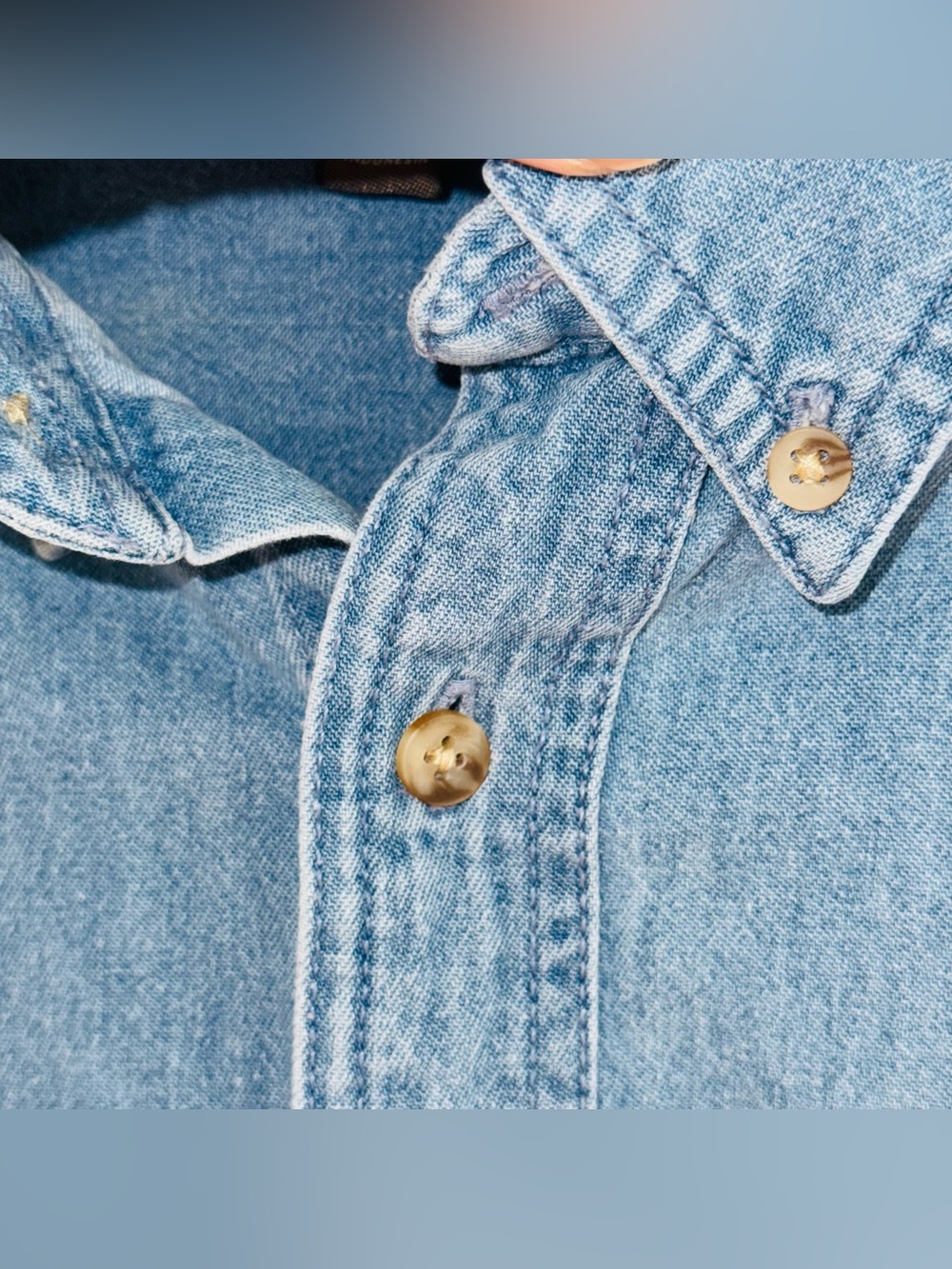 Croft & Barrow Men's Medium Denim Shirt Blue Long Sleeve 100% Cotton Button Down - Picture 7 of 10